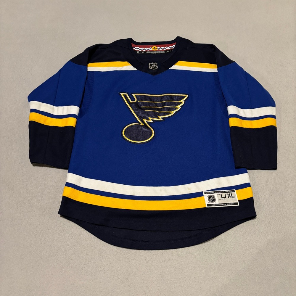 NHL St Louis Blues Jordan Binnington 50 Jersey Kids L/XL Blue Hockey Fan Gear‎